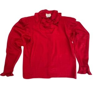 Vintage Francesca Of Damon For Starington Red Silk Abstract Blouse Sz 8